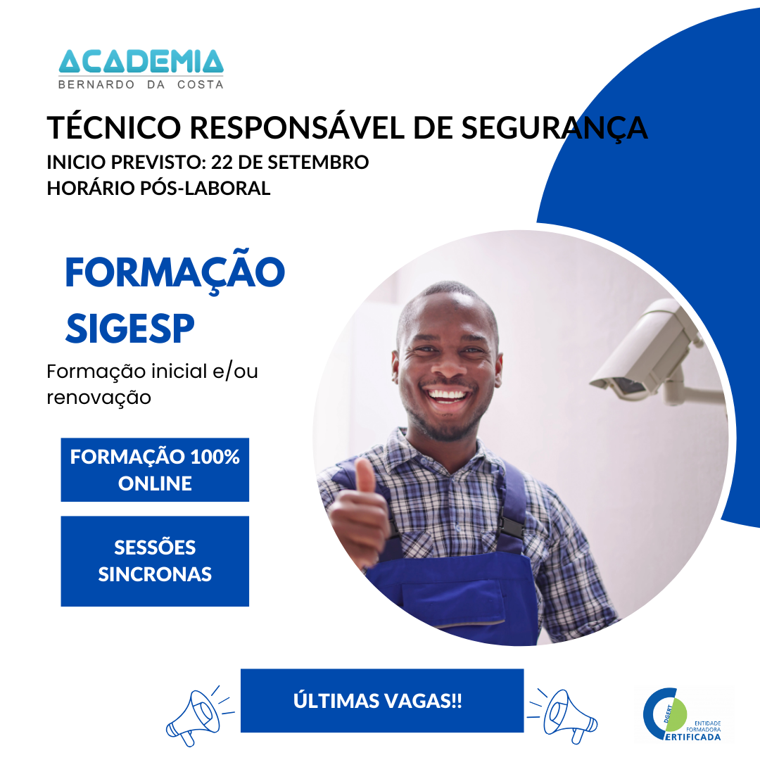 Técnico Responsável de Segurança - Formação SIGESP (inicial e/ou renovação)